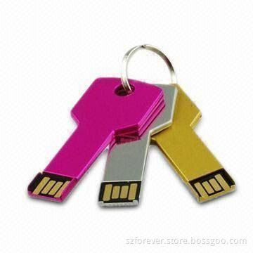 Key-shaped Mini USB Flash Drives, Logos Printing is Available, 5 to 8Mbps Writing Speed